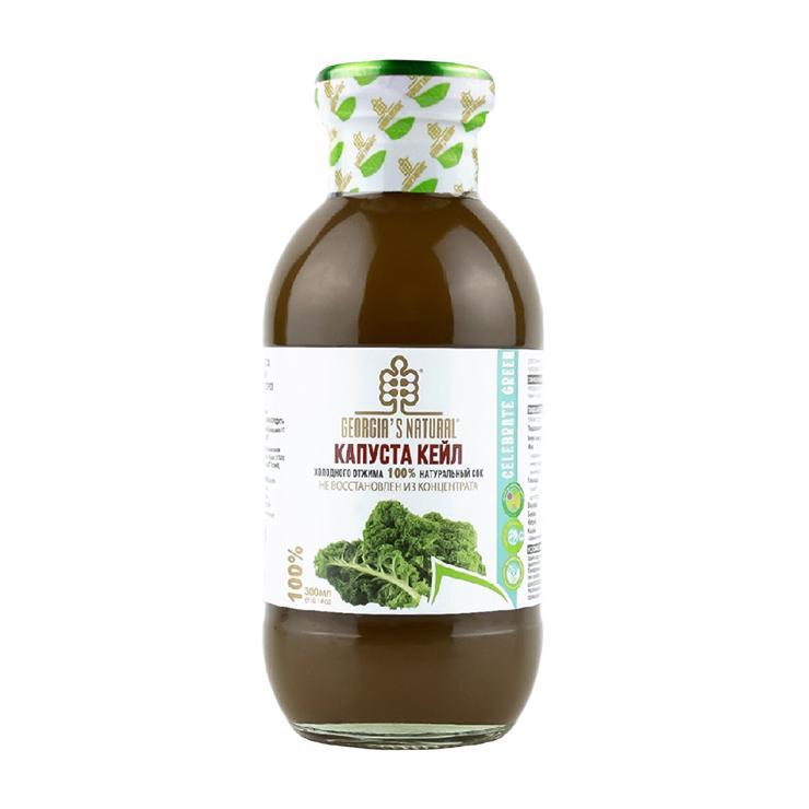 Сок Georgia's Natural Organic капуста кейл холодного отжима 330 мл., стекло