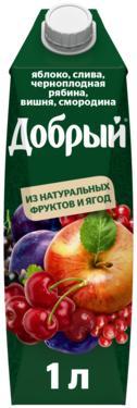 Нектар Добрый Уголки России слива-смородина-яблоко-вишня 1 л., тетра-пак