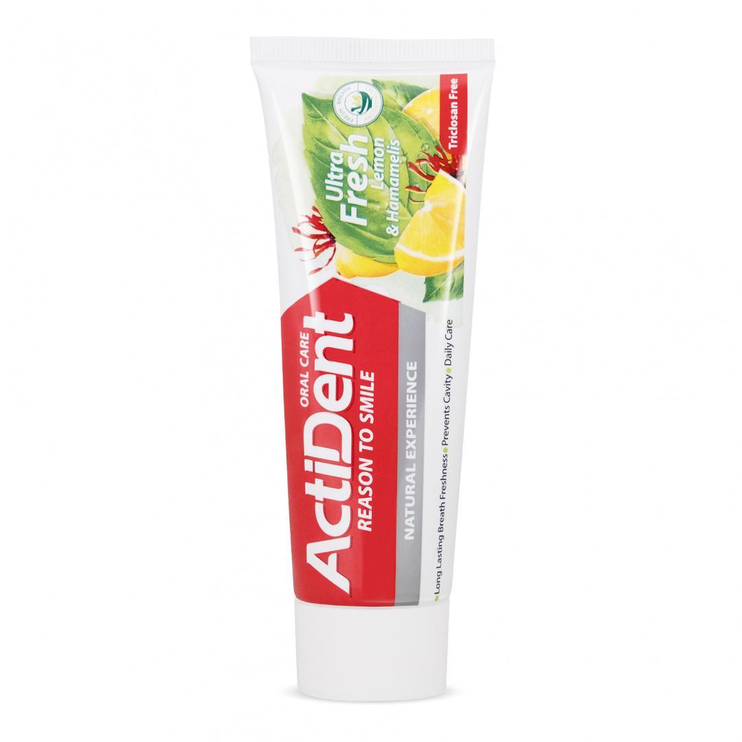 Паста зубная Actident Ultra Fresh Лимон и Гамамелис 100 гр., туба
