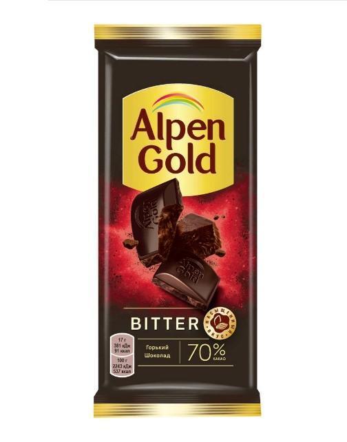 Шоколад Alpen Gold горький 75 гр., флоу-пак