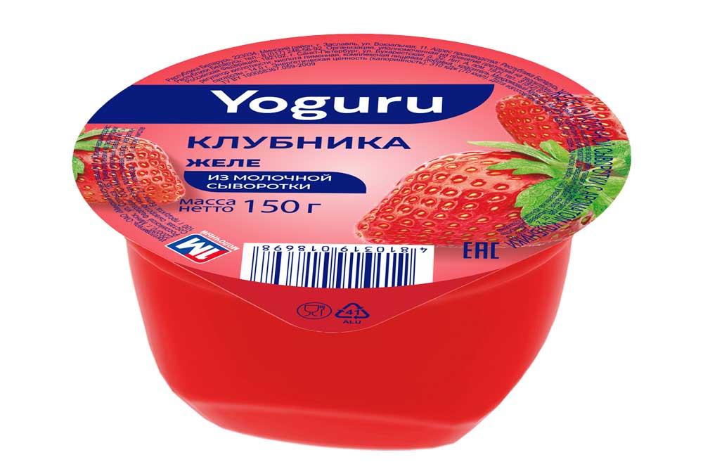 Желе Yoguru на основе молочной сыворотки клубника 150 гр., пластик