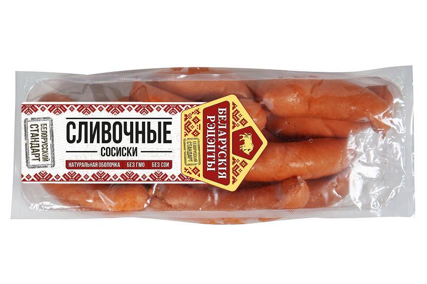 Сосиски Белорусские рецепты Сливочные в натуральной оболочке 1 кг., МГС