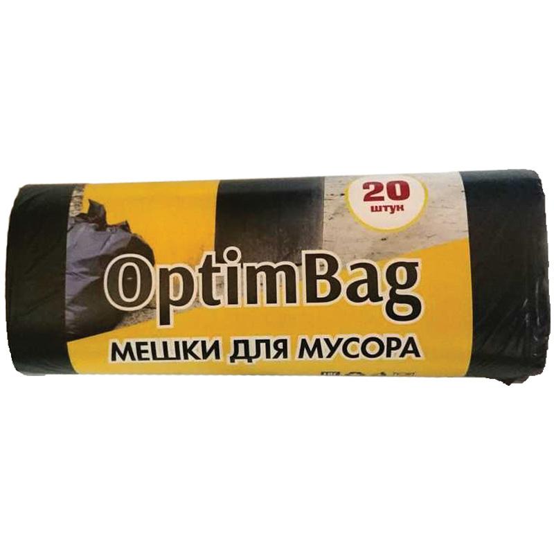 Мешки Optim Bag для мусора 30 л., ПНД, 48*58 см., 10 мкм., 20 штук, черные, в рулоне, бумажная упаковка