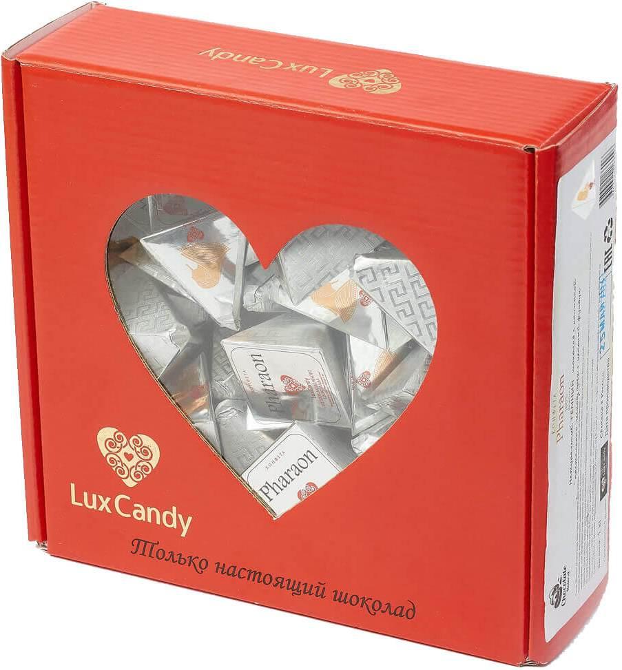 Конфеты Lux Candy Pharaon молочный шоколад с начинкой лесной орех и миндаль 1 кг., картон