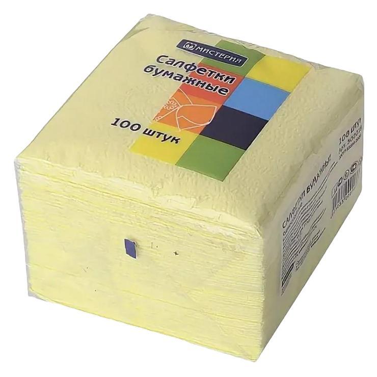 Салфетки Мистерия желтые 240х240 мм 1 слойные 100 шт., пленка