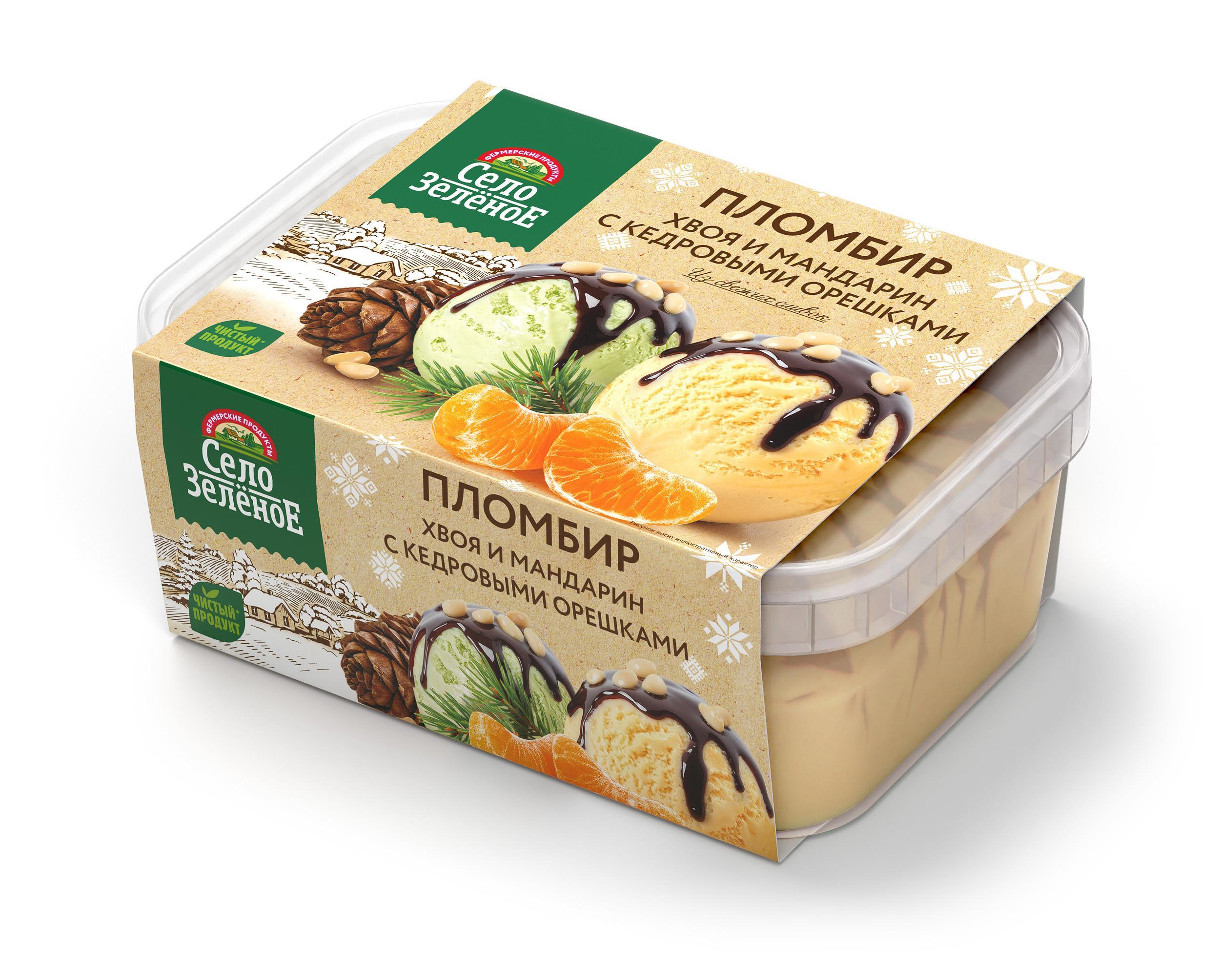 Пломбир Село Зелёное Хвоя-Лайм-Мандарин 450 гр., ПЭТ