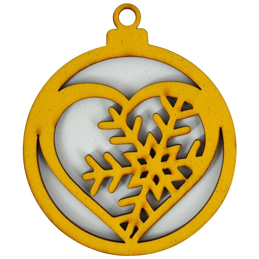 Ёлочные украшения Мультидом деревянные сердце желтый 94 мм х 80 мм 6 шт., пакет