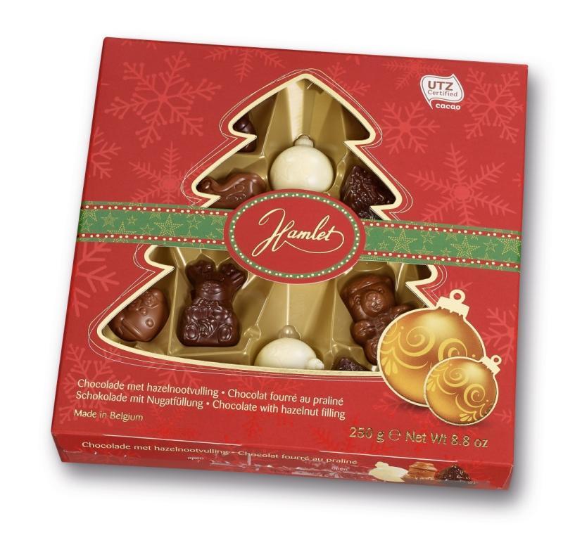Конфеты шоколадные Hamlet Рождественская елка с ореховой начинкой ассорти 250 гр., картон