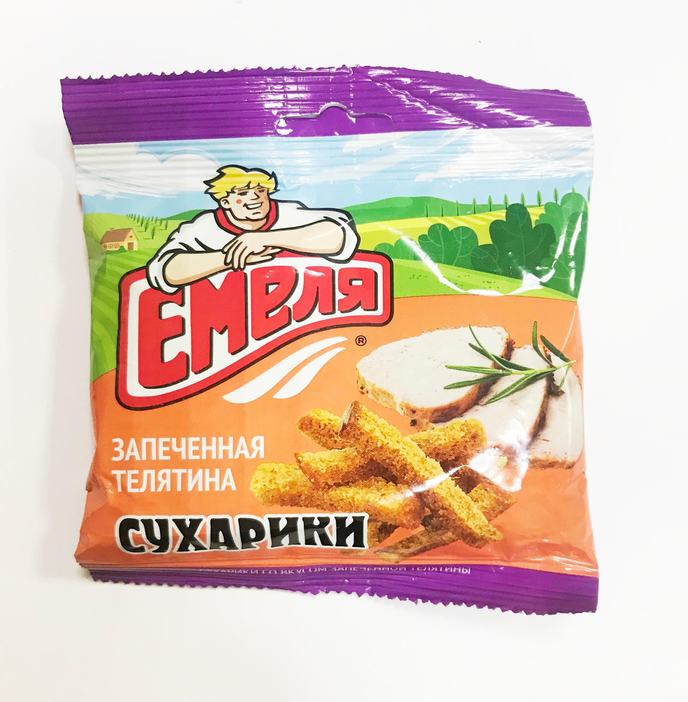 Сухарики Емеля со вкусом запеченой телятины 40 гр., флоу-пак