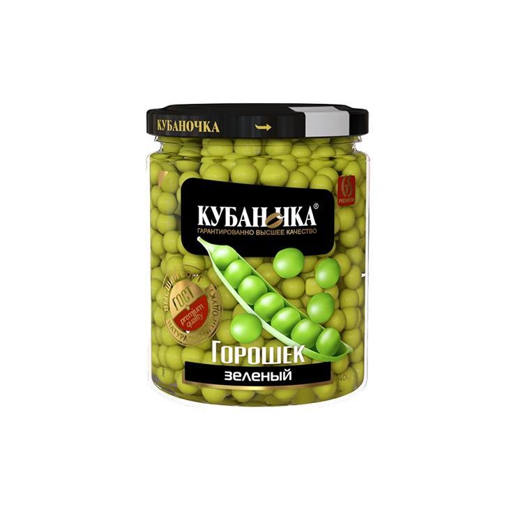 Горошек Кубаночка зеленый из мозговых сортов 260 гр., стекло