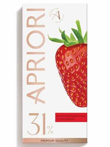Шоколад Apriori молочный с клубникой - 31% какао 85 гр., картон