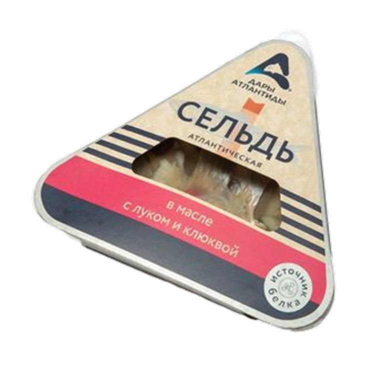 Сельдь Дары Атлантиды атлантическая в масле с луком и клюквой 120 гр., в/у
