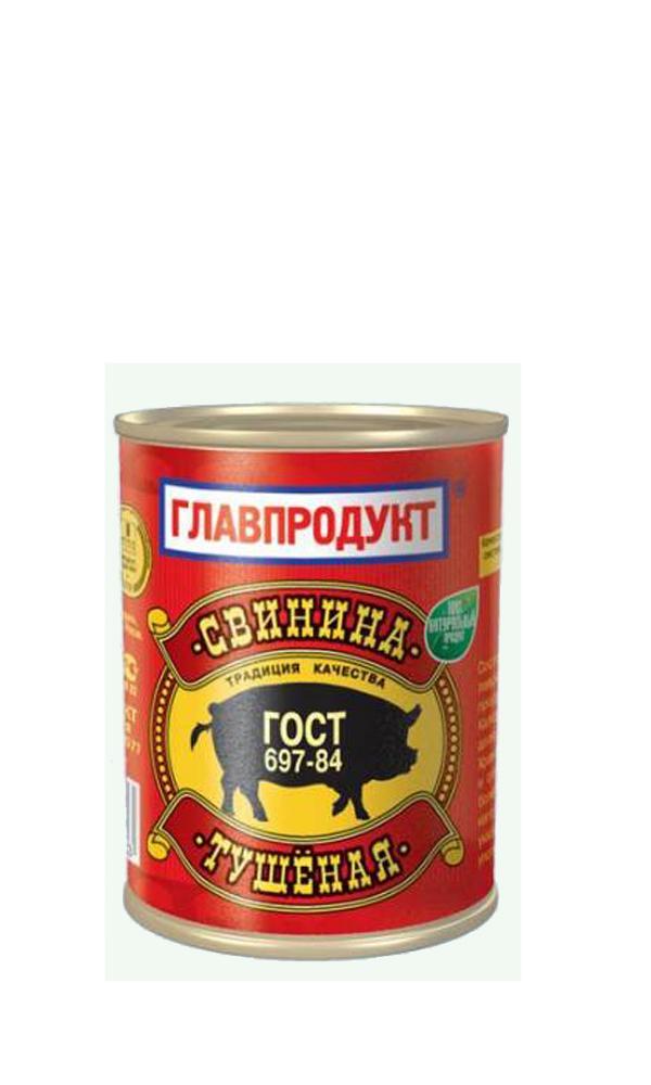 Свинина тушеная Главпродукт ГОСТ , 378 гр., ж/б