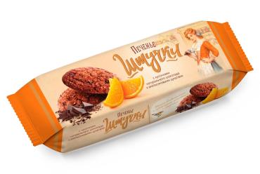 Печенье Штучки с кусочками шококолада и апельсиновыми цукатами, Любимый край, 160 гр., флоу-пак