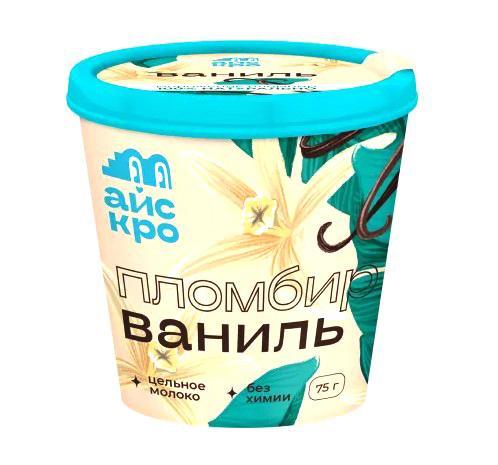Мороженое пломбир Айскро Ванильное 12% 75 гр., картон
