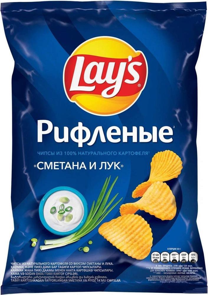 Чипсы картофельные Lay's сметана лук рифленые 140 гр., флоу-пак