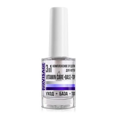 Средство по уходу за ногтями Комплексное средство 3 в 1 Vitamin Care + Base + Top, LuxVisage, 9 гр., стекло