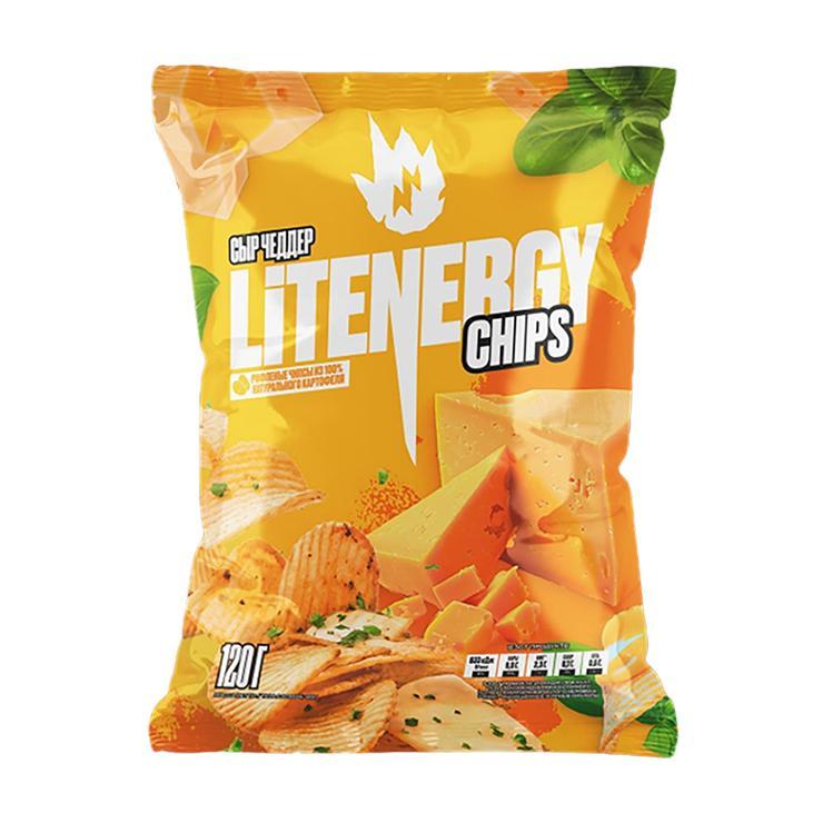 Чипсы LiT Energy рифленые сыр чеддер 120 гр., флоу-пак