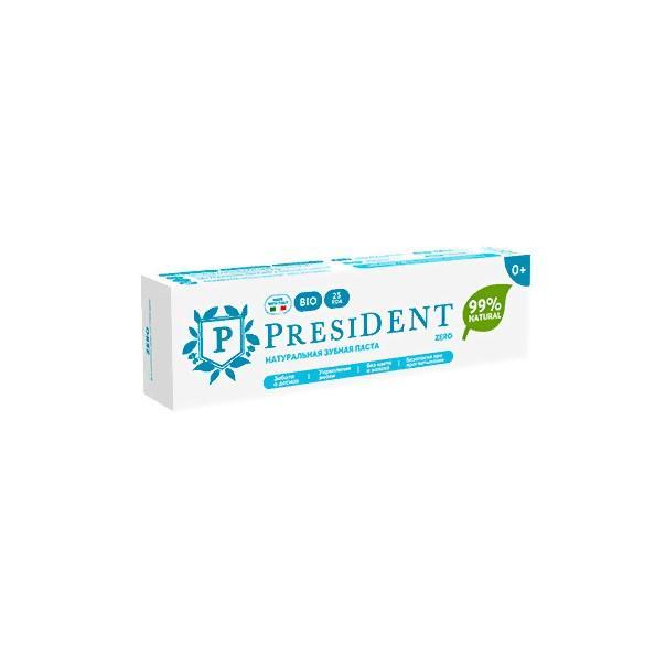 Зубная паста детская President zero натуральная 0+, 32 гр., картон