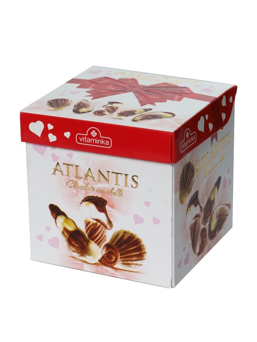 Конфеты шоколадные Vitaminka Atlantis Морские ракушки из белого и темного шоколада 93 гр., картон
