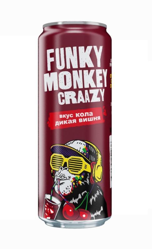 Напиток газированный Funky Monkey crazy Кола-Дикая вишня 450 мл., ж/б