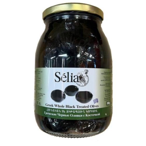 Оливки Selia Черные 990 гр., стекло