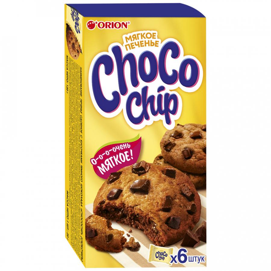 Печенье Orion Choco Chip сдобное с кусочками темного шоколада 120 гр., картон