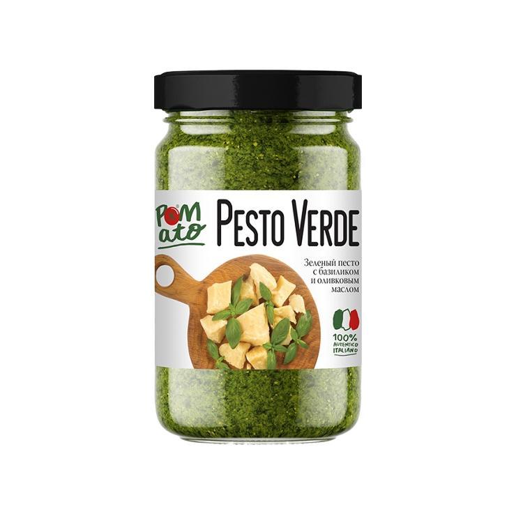 Соус Pomato Зеленый песто с базиликом и оливковым маслом 190 гр., стекло