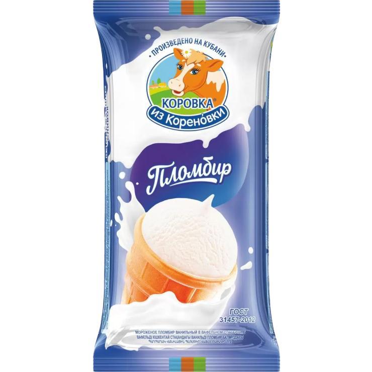 Мороженое пломбир Коровка из Кореновки в вафельном стаканчике 100 гр., флоу-пак