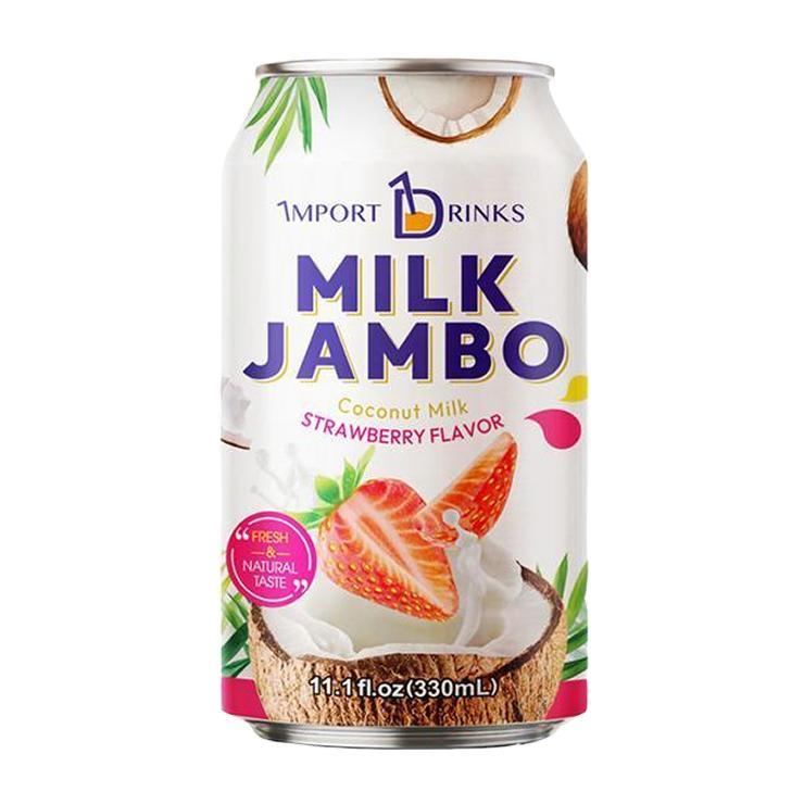 Напиток сокосодержащий MILK JAMBO кокосовое молоко клубника 330 мл., ж/б