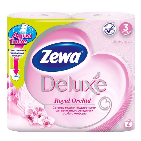 Туалетная бумага Zewa Deluxe трехслойная аромат Орхидея, 4шт