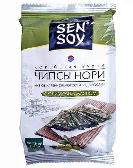 Чипсы нори Sen Soy Olive 4,5 гр., флоу-пак