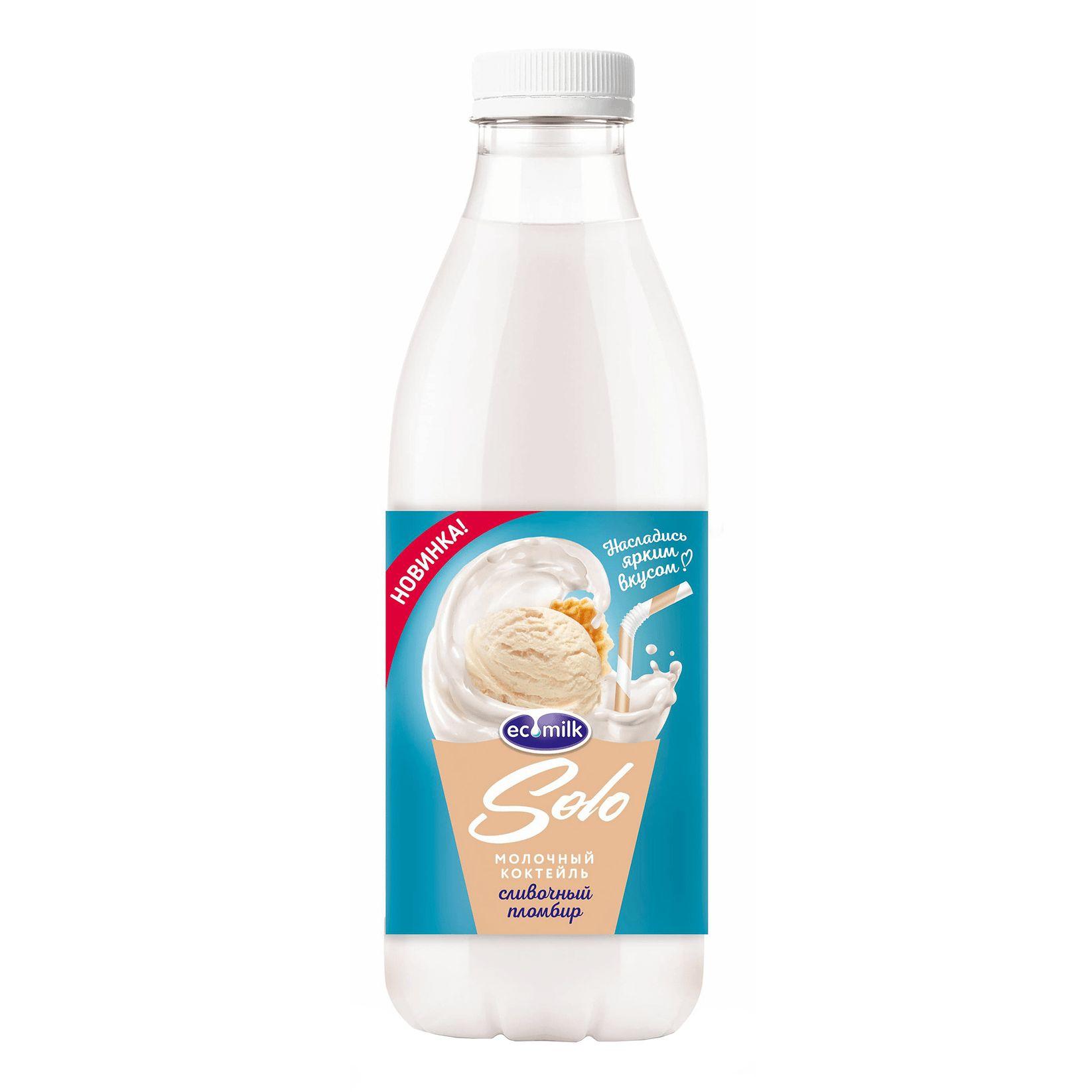 Молочный коктейль Solo Пломбир 2% 930 мл., ПЭТ