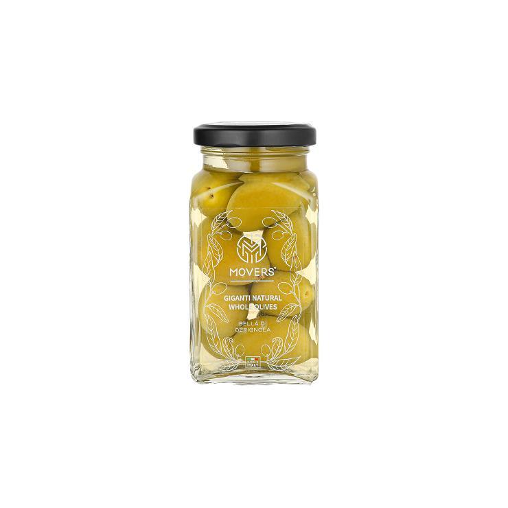 Оливки Movers bella di cerignola гигант натуральные с косточкой 312 гр., стекло
