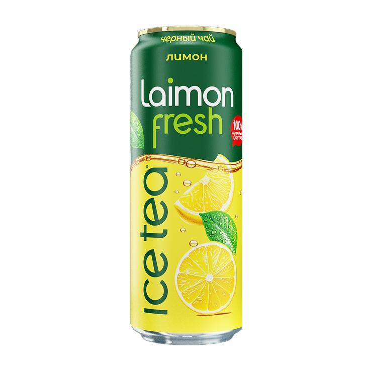 Чай холодный Laimon fresh лимон черный сокосодержащий из смеси фруктов с экстрактом черного чая 450 мл., ж/б