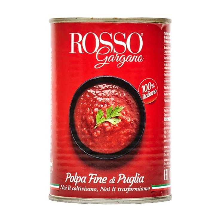 Томаты Rosso Gargano polpa очищенные давленые в собственном соку 400 гр., ж/б