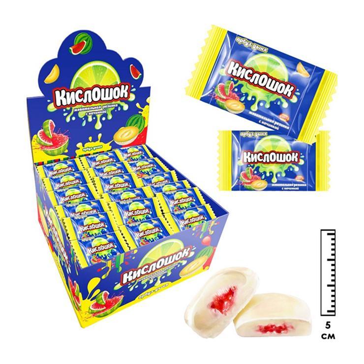 Жевательная резинка Волшебный кондитер Кислошок арбуз и дыня 4 гр., флоу-пак