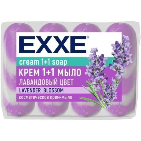 Крем-мыло EXXE 1+1 Лавандовый цвет полосатое 4 шт., 300 гр., флоу-пак