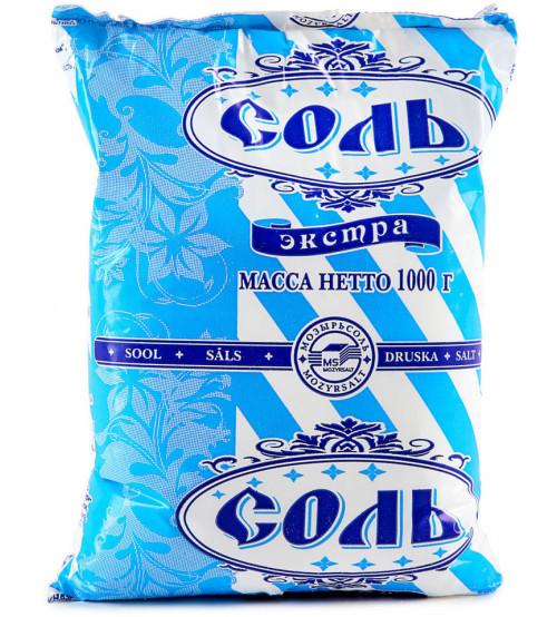 Соль Полесье пищевая мелкая экстра 1 кг., флоу-пак