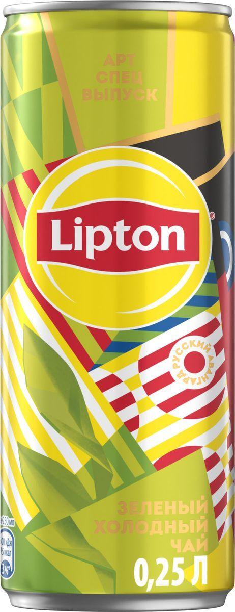 Холодный чай Lipton Лимон зеленый, 250 мл., ж/б