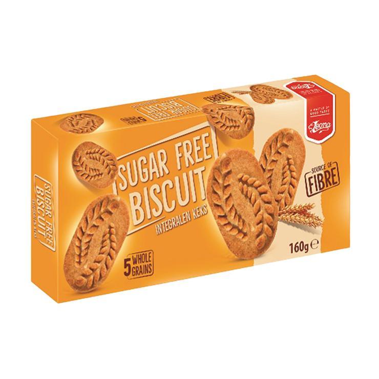 Печенье Leona Breakfast Bicscuits без сахара цельнозерновая мука 5 злаков овсяные хлопья 160 гр., картон