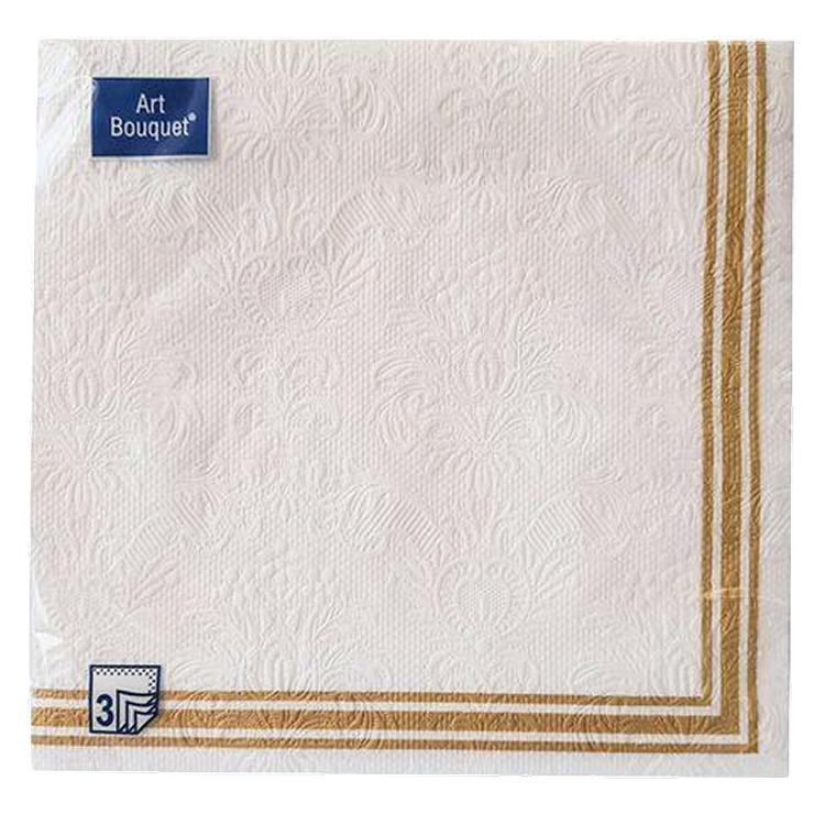 Салфетки бумажные Art Bouquet золотая рамка 3 слоя 33х33 см 20 шт., пленка