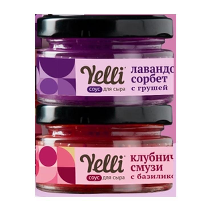 Соус фруктовый Yelli для сыра Набор Лавандовый сорбет 50 гр., Клубничный смузи 50 гр., cтекло