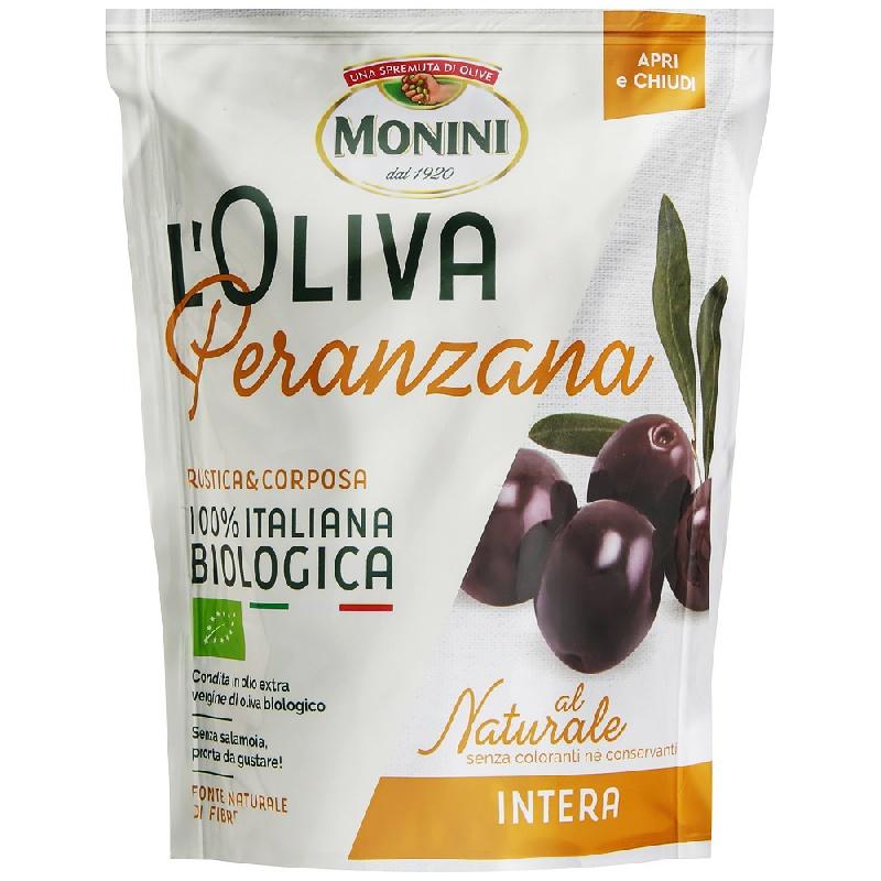 Маслины Monini BIO Peranzana с косточкой 150 гр., дой-пак