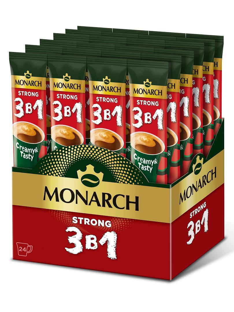 Напиток кофейный растворимый MONARCH 3 в 1 крепкий, 24 шт по 13,5 гр., картон