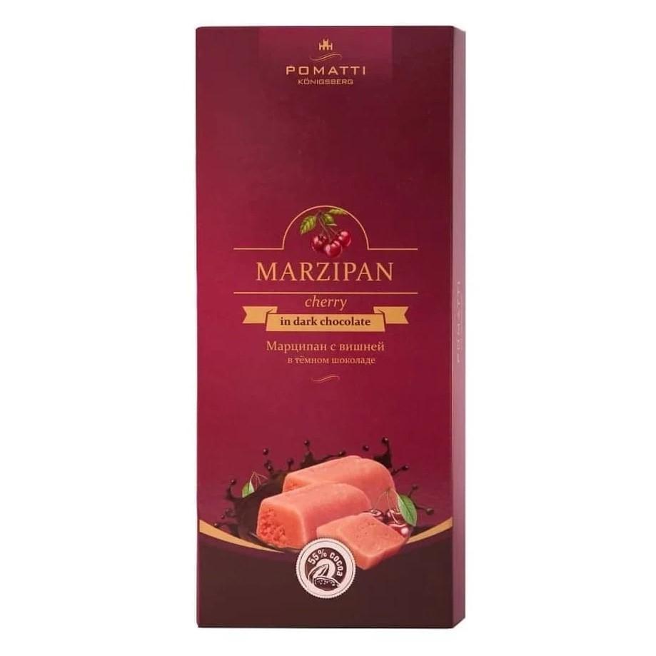 Конфеты Pomatti марципан с вишней в темном шоколаде, 85 гр., картон