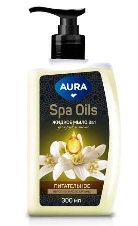 Мыло AURA 2 в 1 Spa Oils Нероли и масло арганы для рук и тела 300 мл., флакон с дозатором