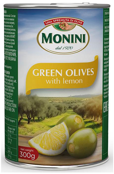 Оливки Monini с лимоном 300 гр., ж/б