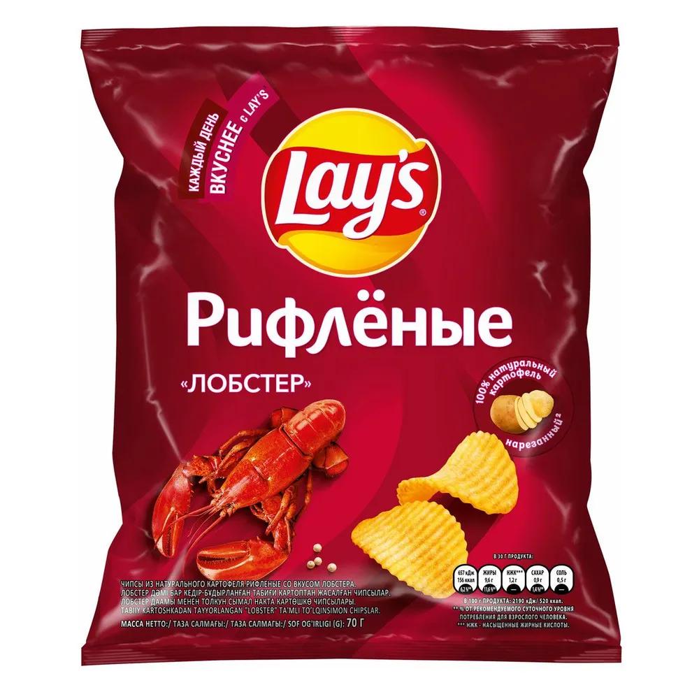 Чипсы Lay's картофельные рифленые лобстер 70 гр., флоу-пак