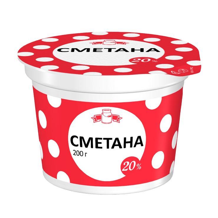 Сметана Крассногорская 20% 200 гр., стакан